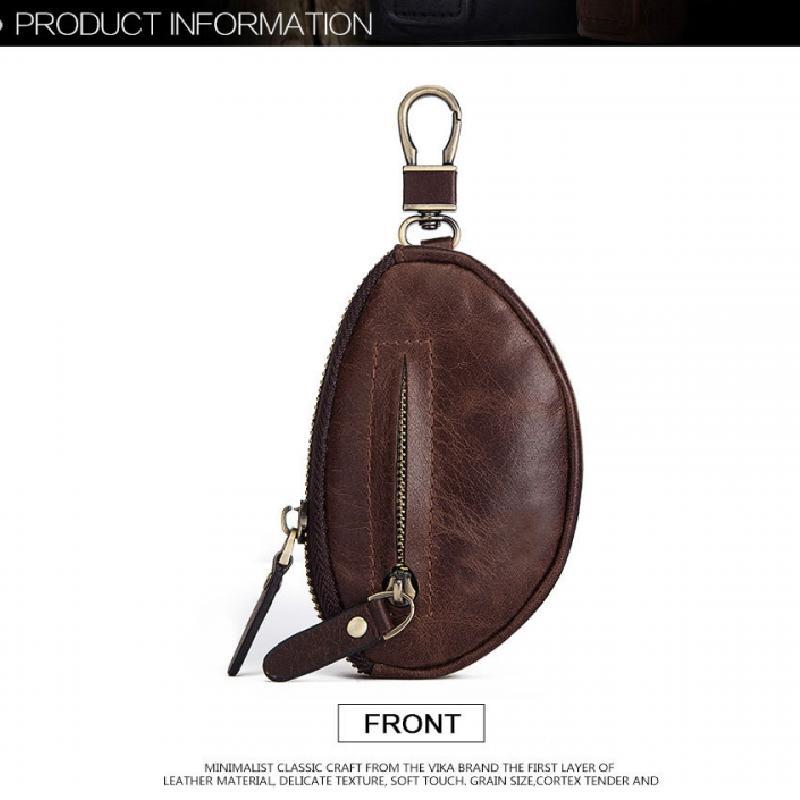 Men's Classic Cowhide Car Key Zipper Wallet