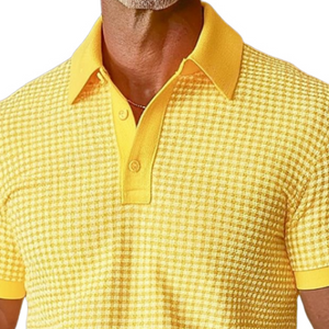 Polo de golf clásico de tela texturizada retro de moda de primavera para hombre