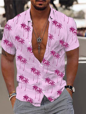 Camisa hawaiana con diseño de árboles Aloha para hombre