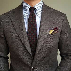 Herren-Blazer im Vintage-Stil mit Fischgrätenmuster, Revers und zwei Knöpfen