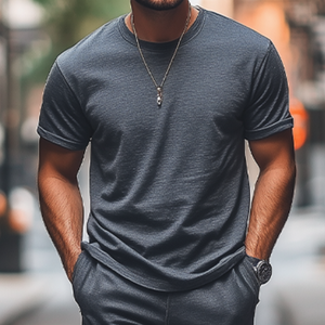 Conjunto de camiseta y pantalones casuales acampanados de mezcla de algodón y bambú para hombre, moda de primavera