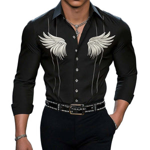 Lässiges bedrucktes Langarmhemd für Herren