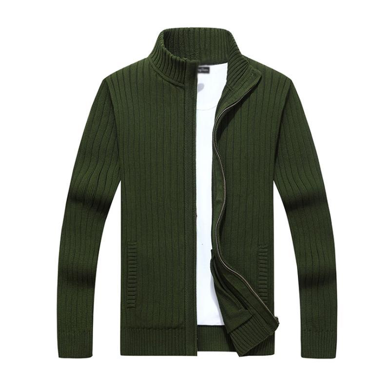 Men's Casual Stand Collar Zipper Slim Fit Knit Cardigan
