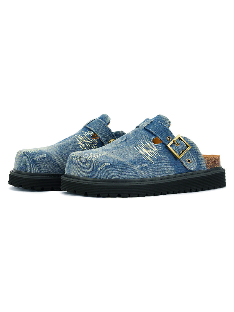 Vintage Denim Embroidered Birkenstocks