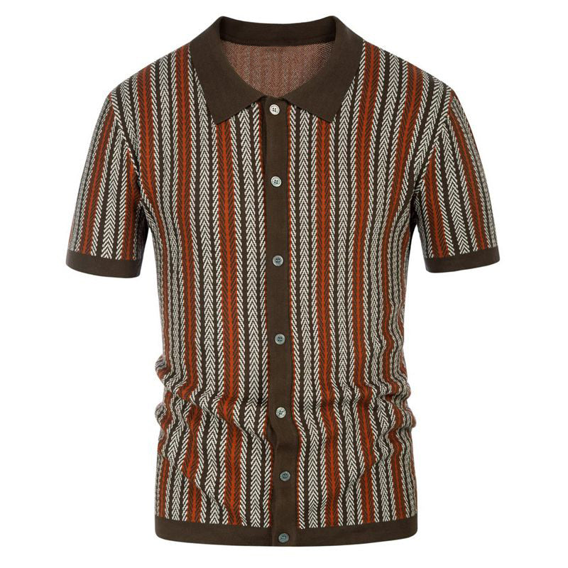 NEW STRIPED JACQUARD BUSINESS POLO SHIRT