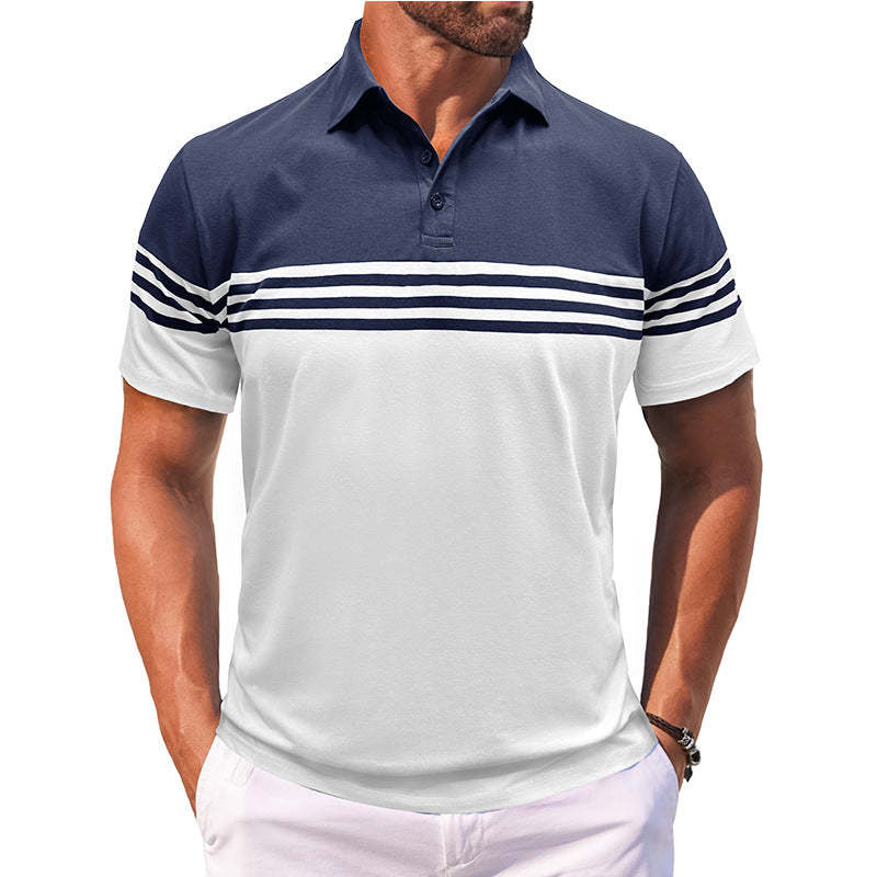 Men's Casual Striped Short Sleeve POLO Shirt MTA1882C7X