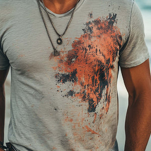 Camiseta ajustada elástica con estampado, cómoda y moderna para hombre