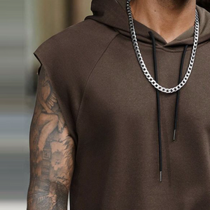 Camiseta deportiva con capucha de color sólido, estilo retro e informal para hombre