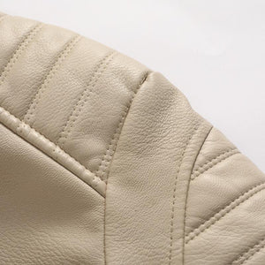 Herren Vintage Kapuzenfleece Warm Reißverschluss Slim Fit Lederjacke