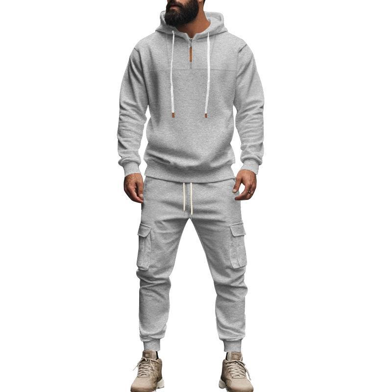 Men's Loose Sports Hooded Sweatshirt And Pants Set