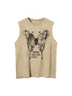 Washed Distressed Butterfly Print Vest