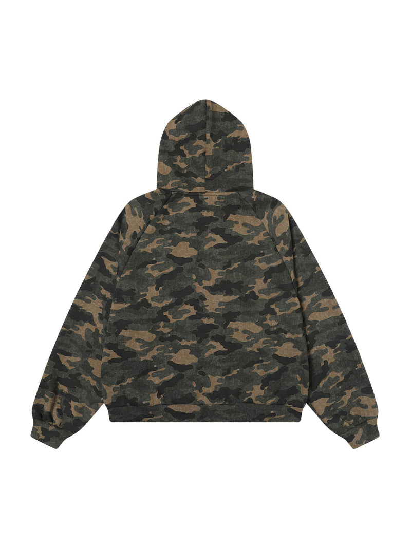 Camouflage Cardigan Zip Up Hooded Jacket