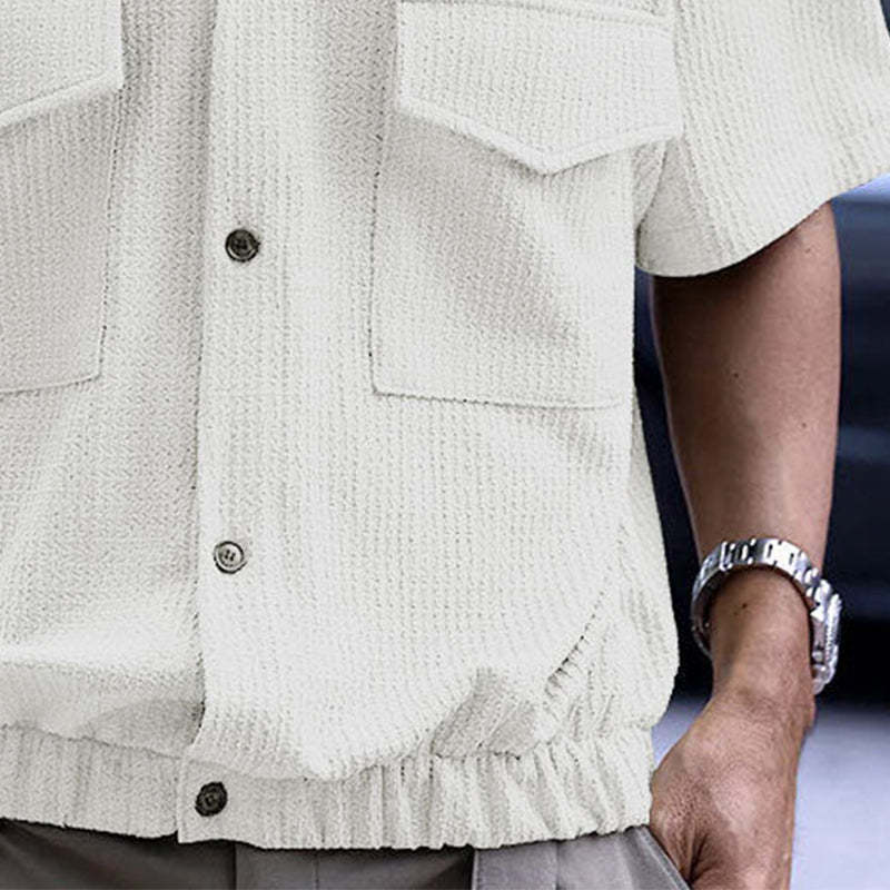 Camisa de manga corta con estampado de gofres lisos para hombre