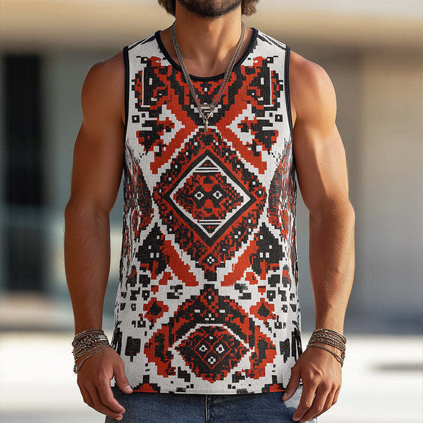 Herren-Tanktop im Retro- und lässigen Ethno-Stil mit Rundhalsausschnitt