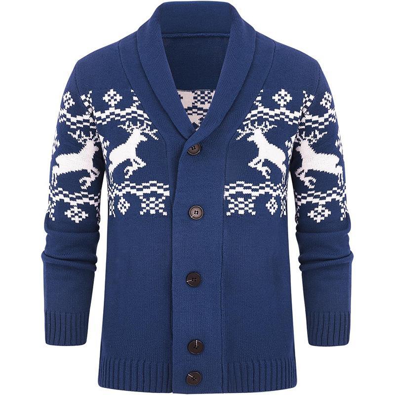 Men's Elk Jacquard Knit Cardigan Jacket