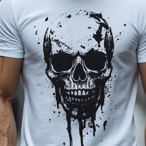 Camiseta de manga corta con cuello redondo y estampado de calavera retro informal para hombre