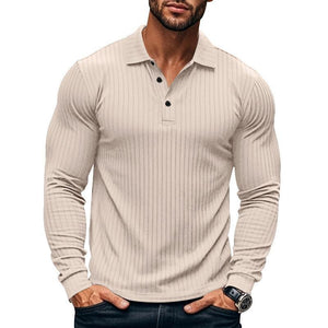 Camisa POLO informal de manga larga elástica para hombre