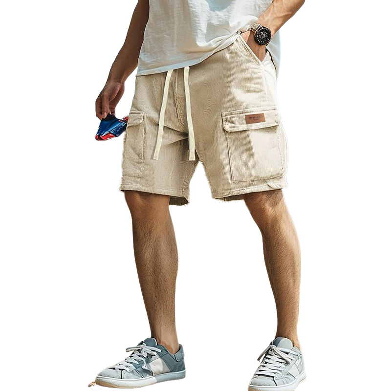 Pantalones cortos cargo de pana lisa para hombre
