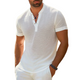 Camiseta informal de algodón con cuello henley y manga corta ajustada para hombre