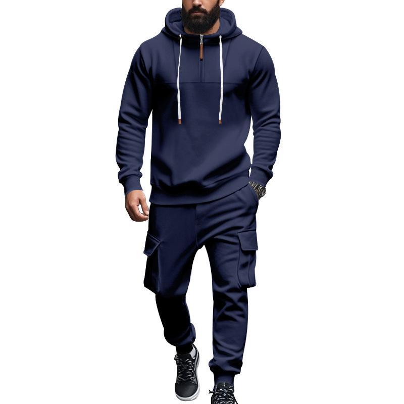 Men's Loose Sports Hooded Sweatshirt And Pants Set