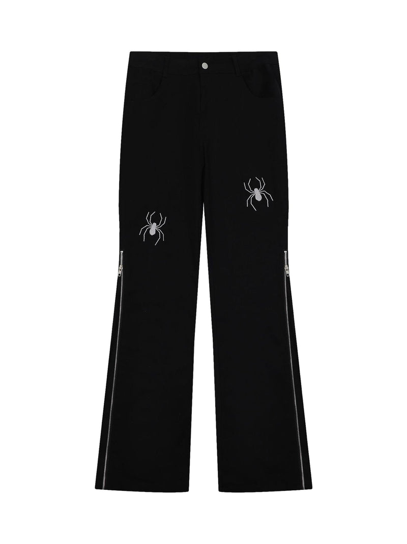 Street Spider Printed Zipper Casual Pants