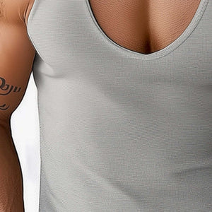 Men's Summer Basic Solid Color Deep V-Neck Tank Top
