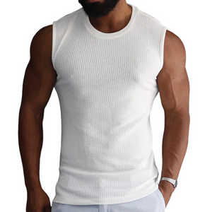 Men's Retro Casual Solid Color Round Neck Tank Top