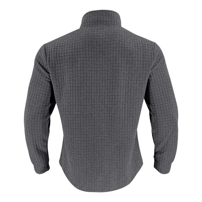 Men's Half-zip Small Square Stand Collar Long Sleeve T-shirt