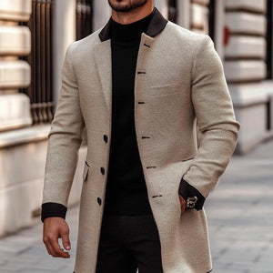 Chaqueta de traje de largo medio con bloques de color para hombre