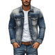 Men's Vintage Denim Heavy Wash Lapel Single Breasted Slim Fit Jacket MTA0222D8M