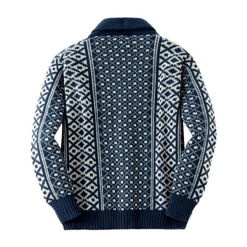 Men's Vintage Jacquard Shawl Collar Single Breasted Knit Cardigan