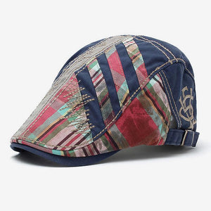 Men's Retro Stitching Plaid Beret Hat