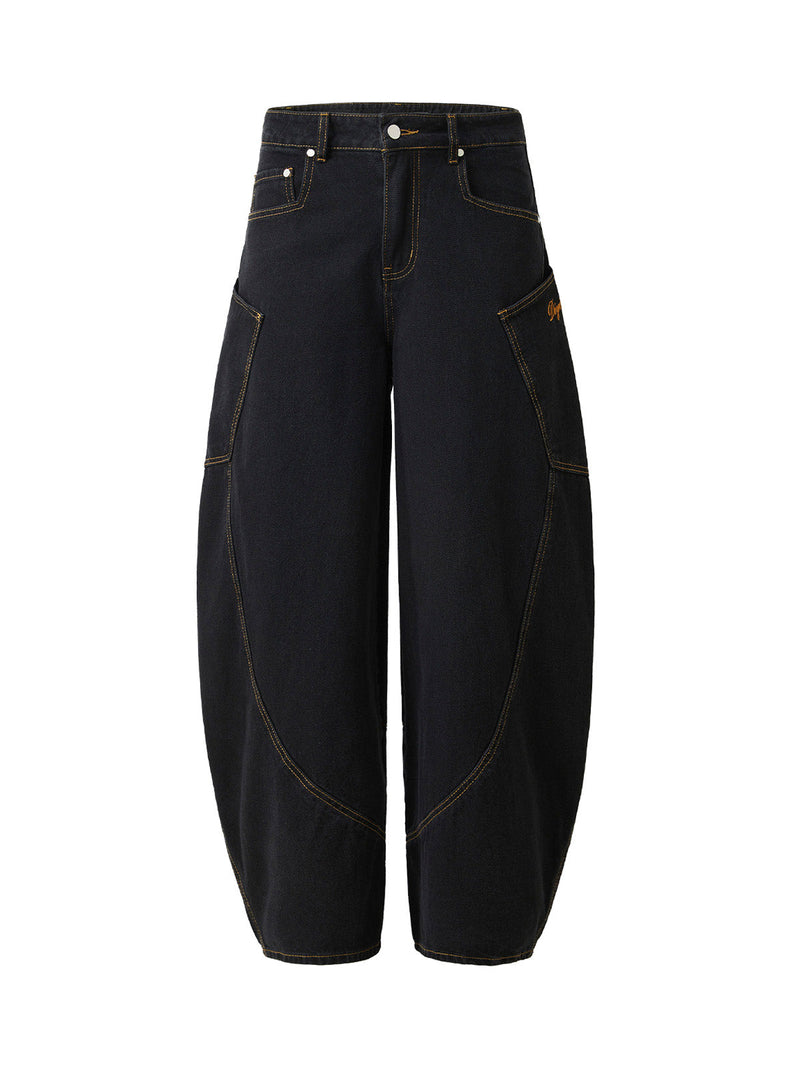 Embroidered Scimitar Tapered Jeans