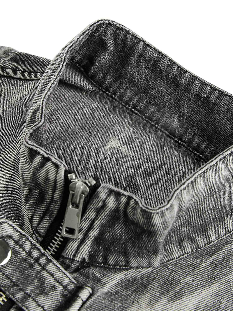 Jeansjacke im Hip-Hop-Stil mit verwaschenem Print 