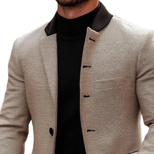 Chaqueta de traje de largo medio con bloques de color para hombre