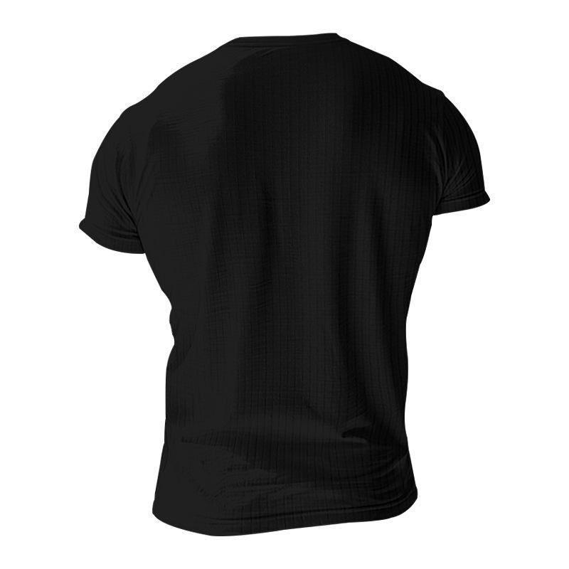 Lässiges Henley-T-Shirt aus Stretch-Strick für Herren, kurzärmelig