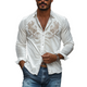 Camisa clásica vintage de terciopelo con bordado de manga larga para hombre