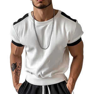 Men's Sports Contrast Color Short Sleeve Crew Neck T-Shirt