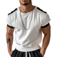 Camiseta deportiva de manga corta con cuello redondo y colores contrastantes para hombre