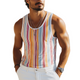 Camiseta sin mangas con estampado de rayas verticales en contraste informal de moda de verano para hombre
