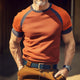 Camiseta retro informal de algodón con cuello redondo y manga corta para hombre