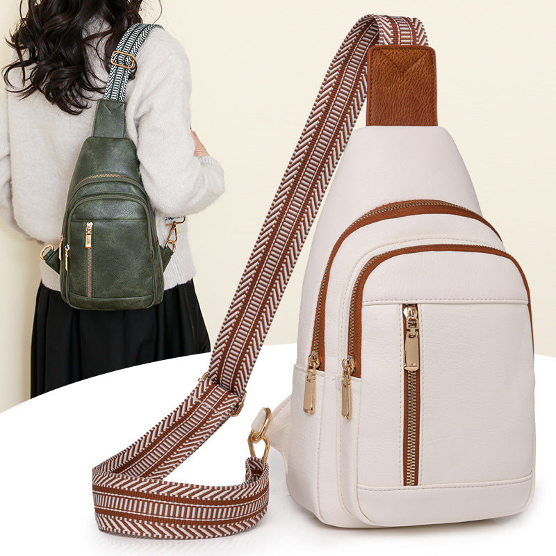 CHEST BAG FOR WOMEN'S FASHIONABLE RETRO PU CROSSBODY SMALL BAG WAIST BAG