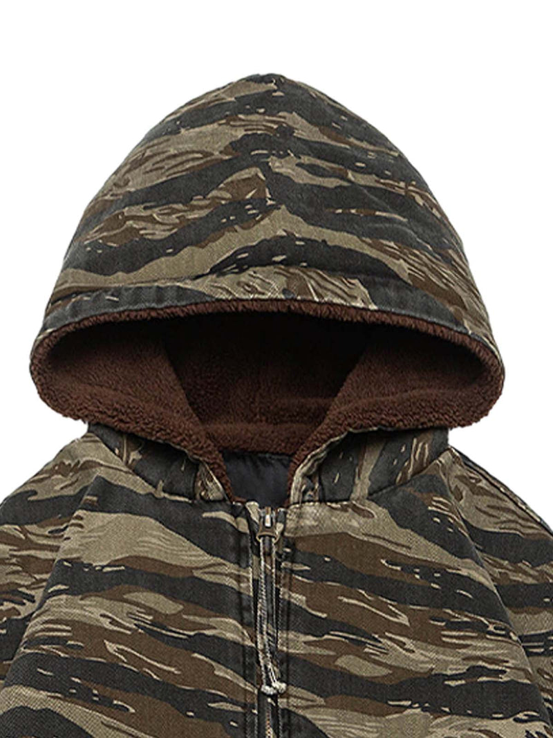 Camouflage Fleece Hooded Jacket