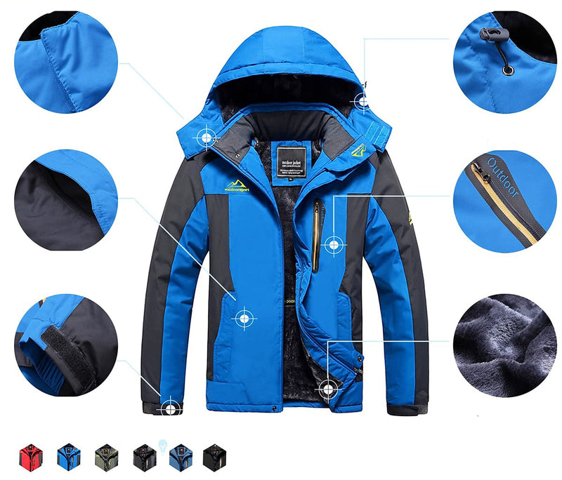 Men's Hoodie Jacket Ski Jacket Hiking Fleece Jacket Winter Outdoor