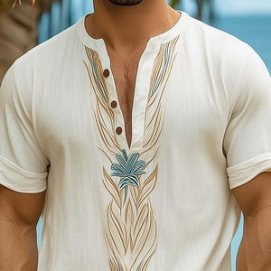 Herren Sommer-T-Shirt mit V-Ausschnitt und frischem Aufdruck