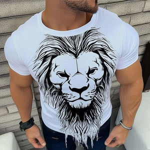 Camiseta de manga corta con estampado de tigre de verano para hombre