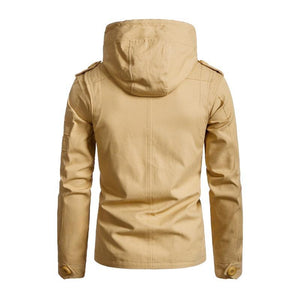 Lässige Herren-Cargojacke aus gewaschener Baumwolle mit Patchwork-Kapuze und schmaler Passform 