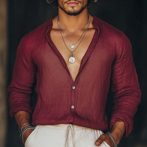 Men's Simple Solid Color Long Sleeve Shirt