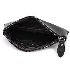 Herren Vintage Crazy Horse Leder Große Kapazität Reißverschluss Lange Brieftasche 