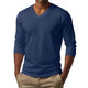 Camiseta informal de manga larga ajustada de algodón mezclado con cuello en V para hombre
